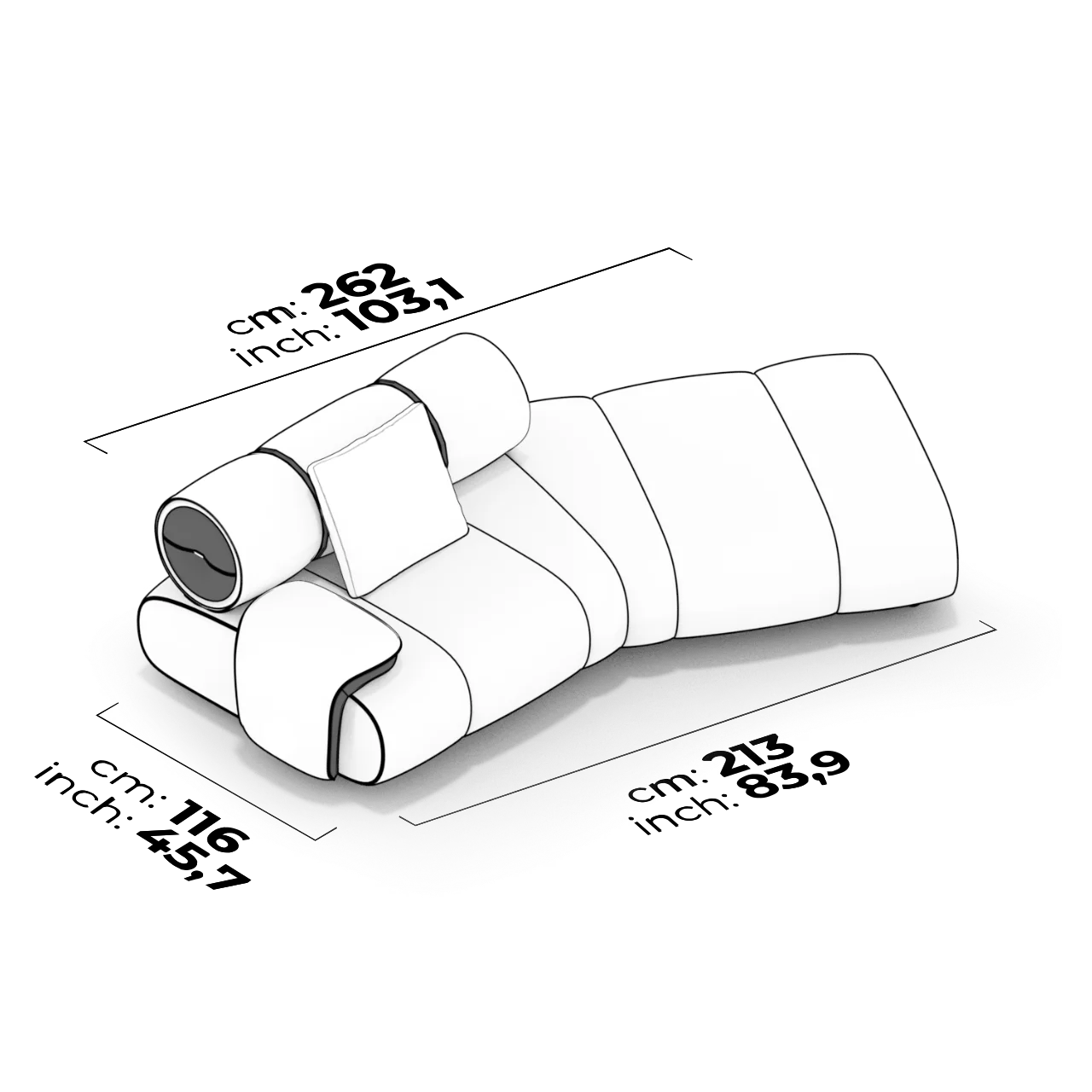 Module angulé latéral droit avec accoudoir