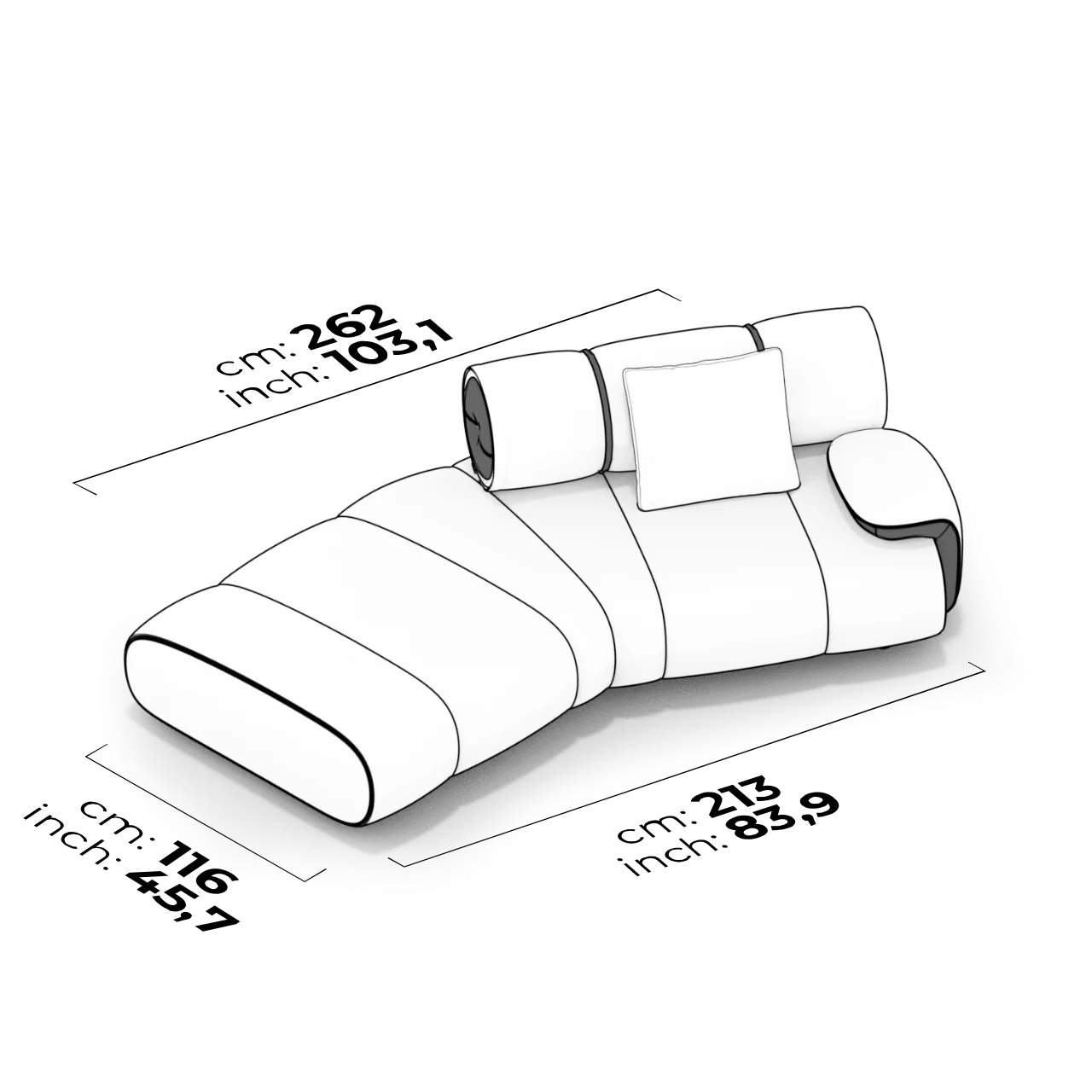 Module angulé latéral gauche avec accoudoir