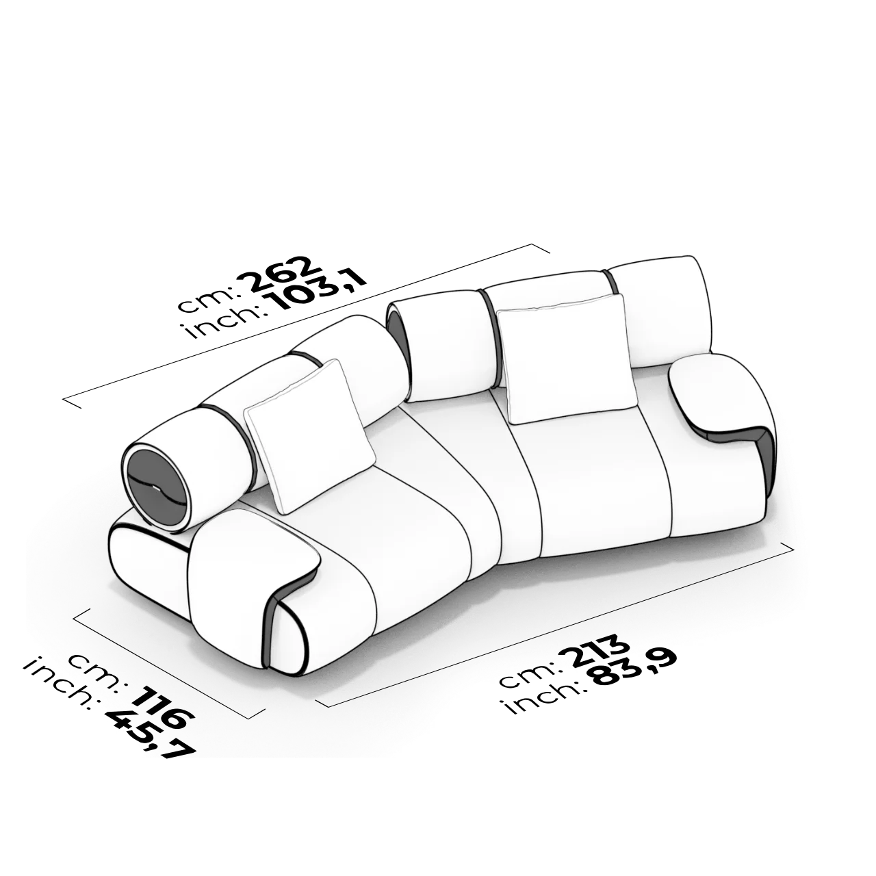 Module double angulé avec accoudoir