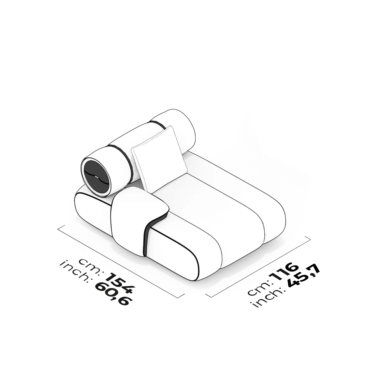 Module relax 105 cm (Gauche)
