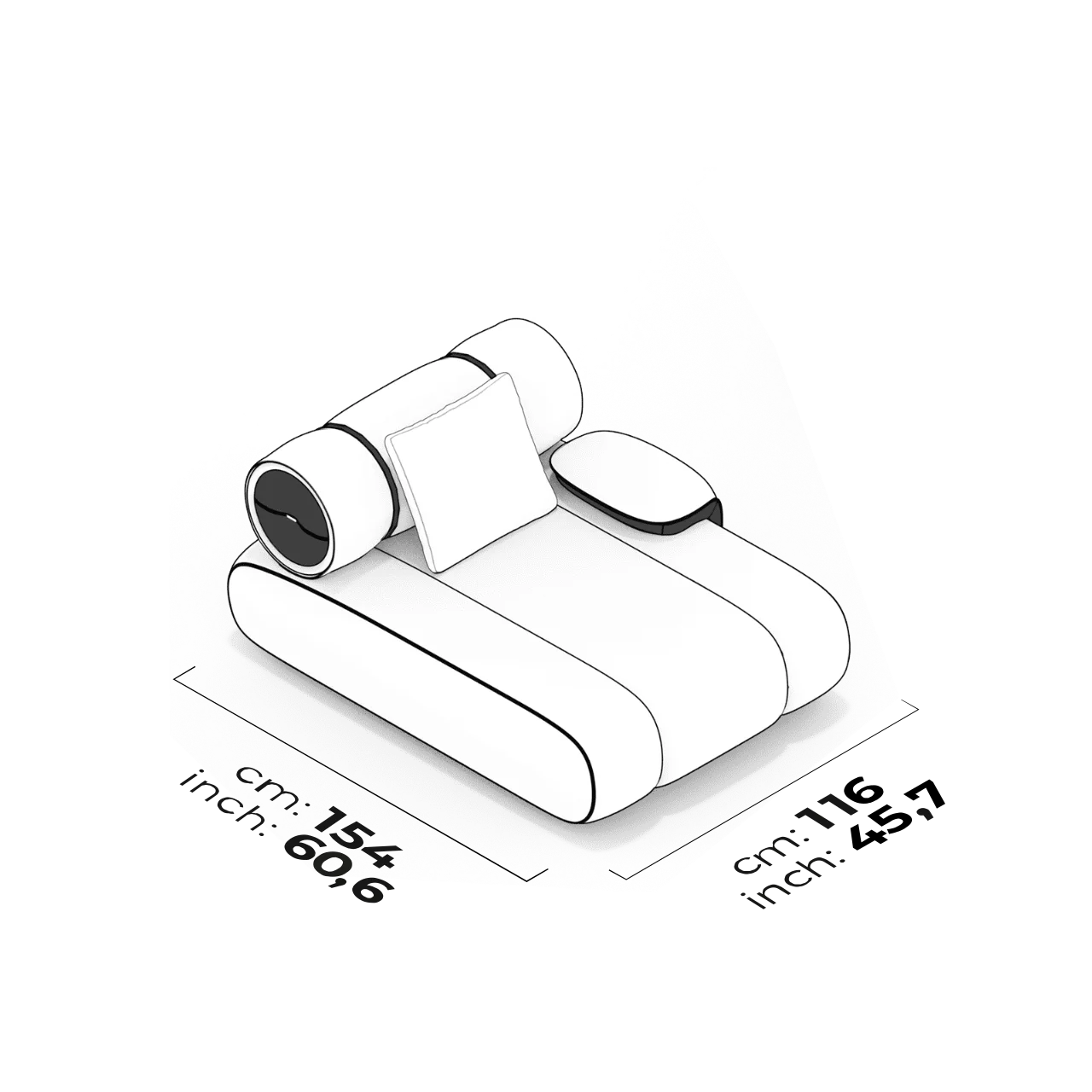 Module relaxe 105 cm (Droit)