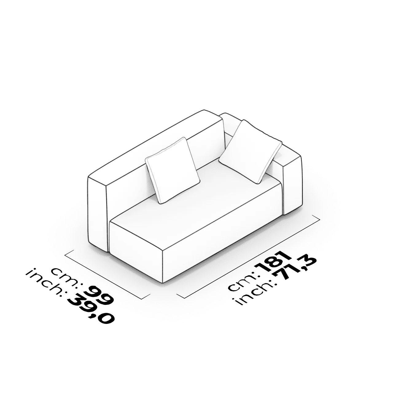 Module à accoudoirs bas 150 cm (Droit)