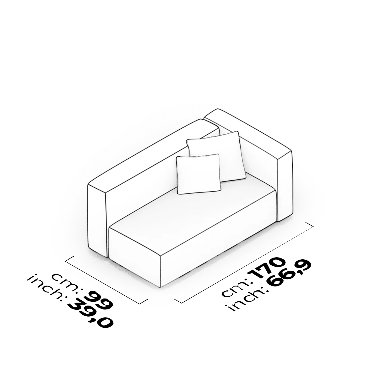 Module à accoudoirs haut 150 cm (Droit)