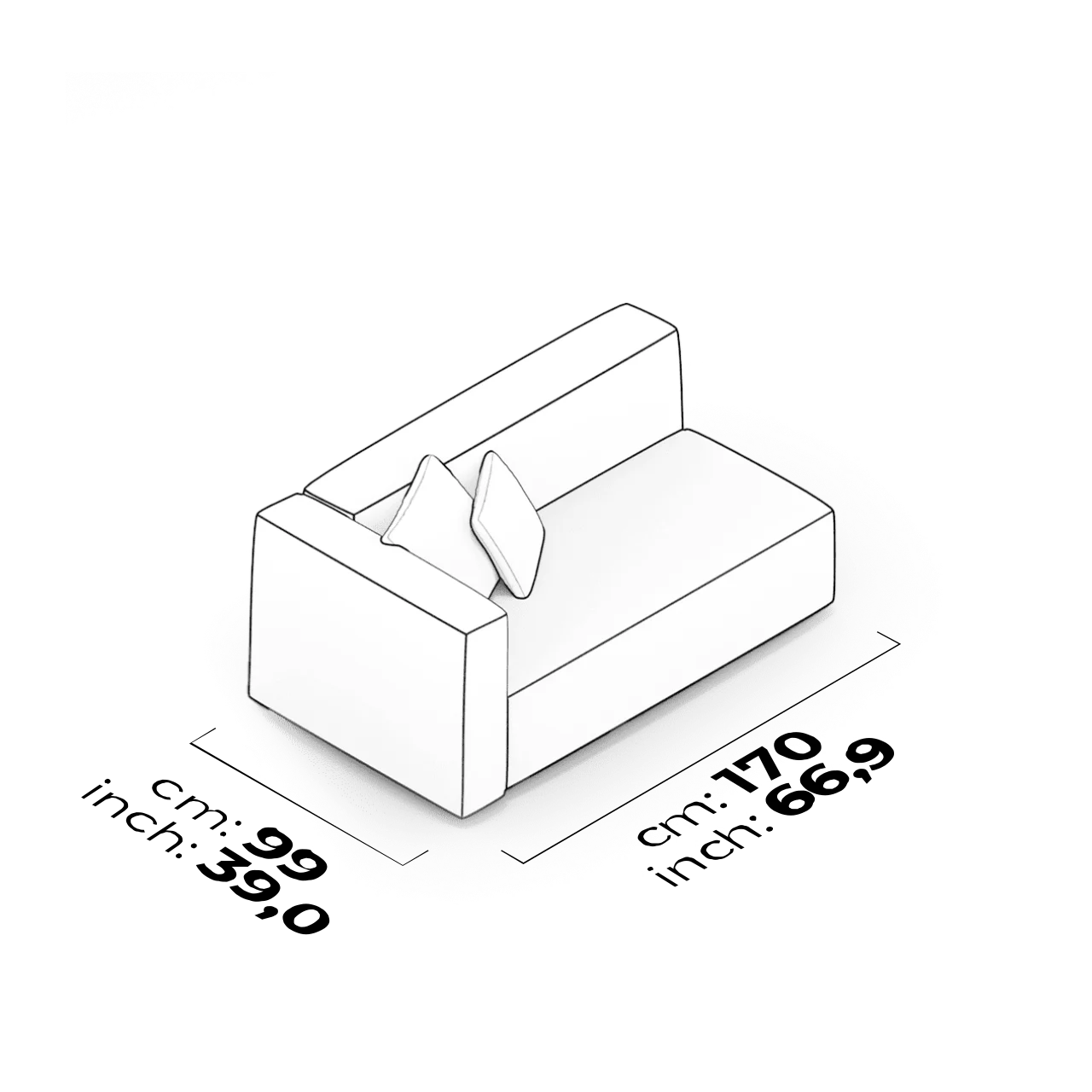 Module à accoudoirs haut 150 cm (Gauche)