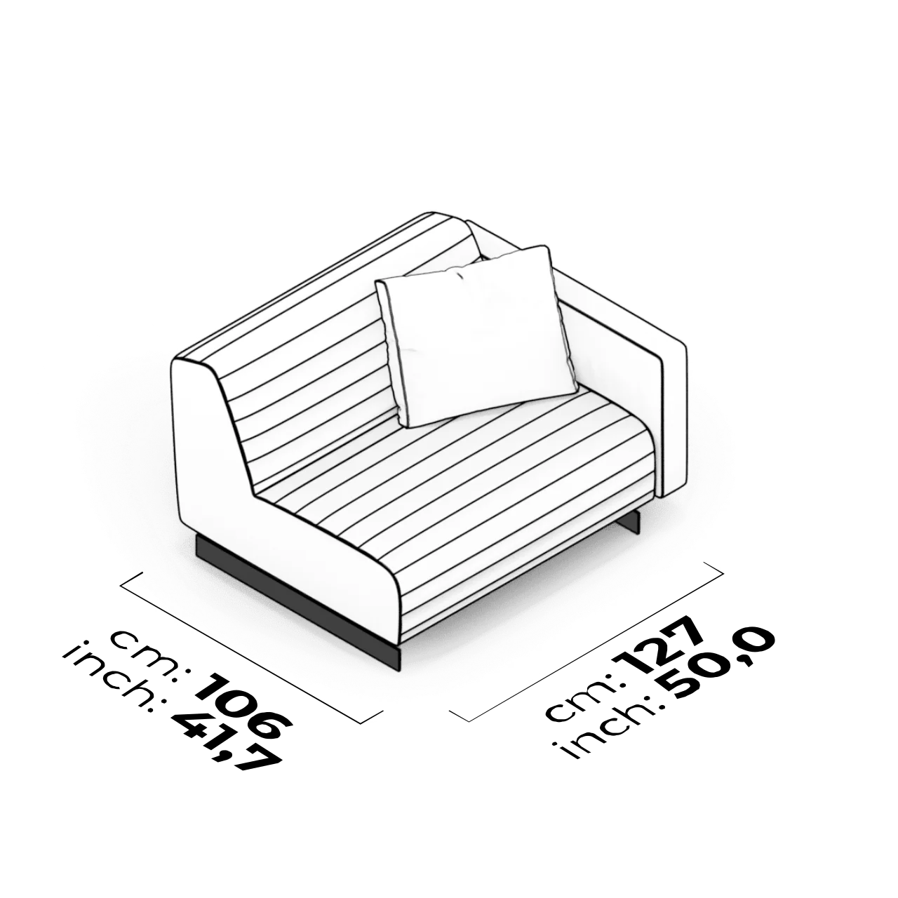 Module avec accoudoir 110 cm (Droit-capitonné)