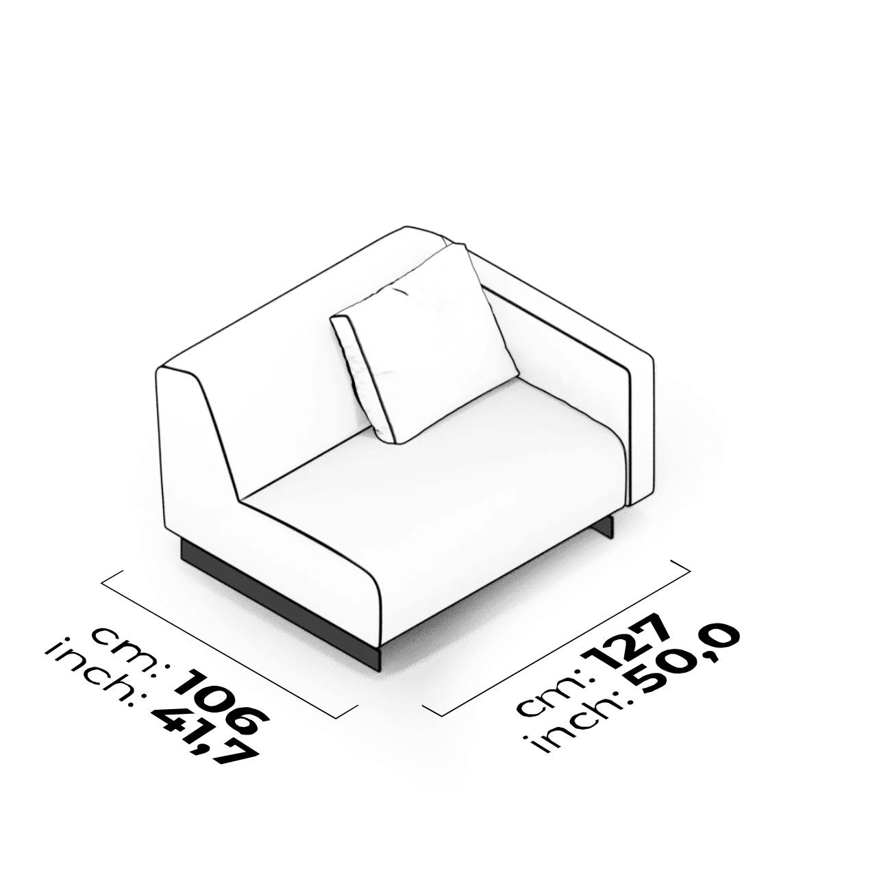 Module avec accoudoir 110 cm (Droit)