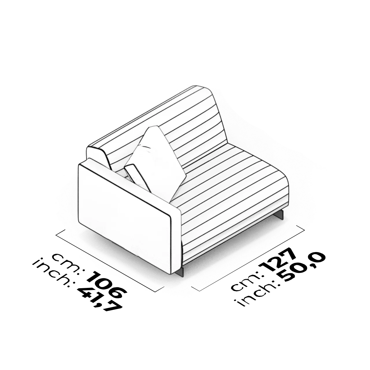 Module avec accoudoir 110 cm ( Gauche-capitonné)
