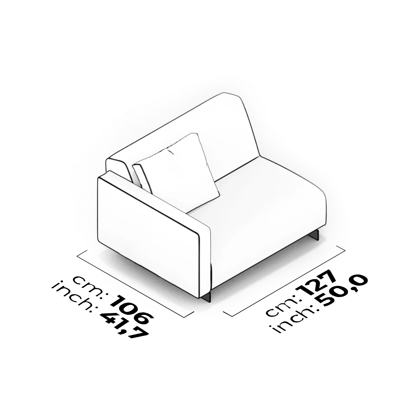 Module avec accoudoir 110 cm (Gauche)