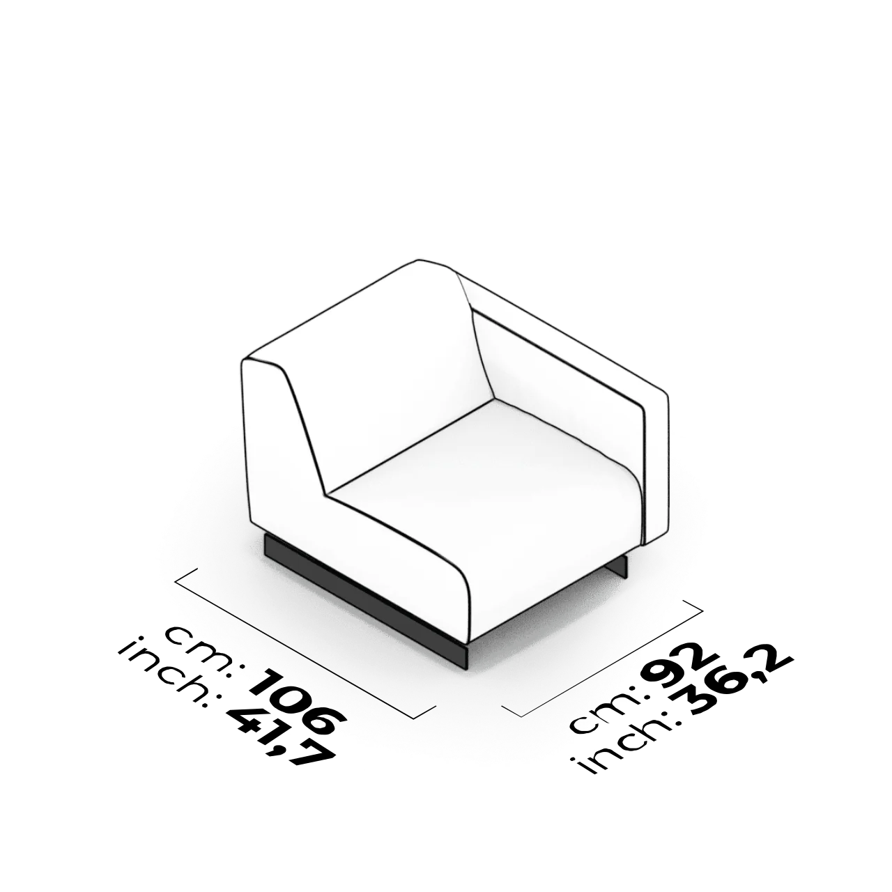 Module avec accoudoir 75 cm (Droit)