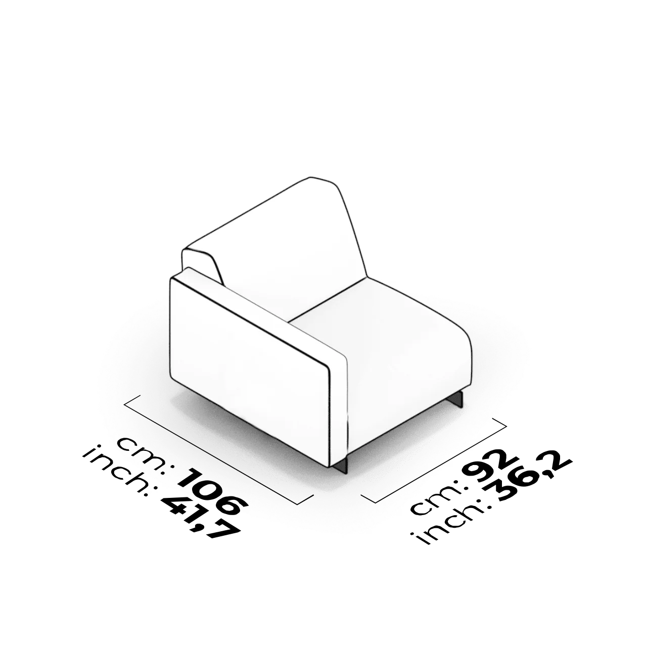 Module avec accoudoir 75 cm (Gauche)