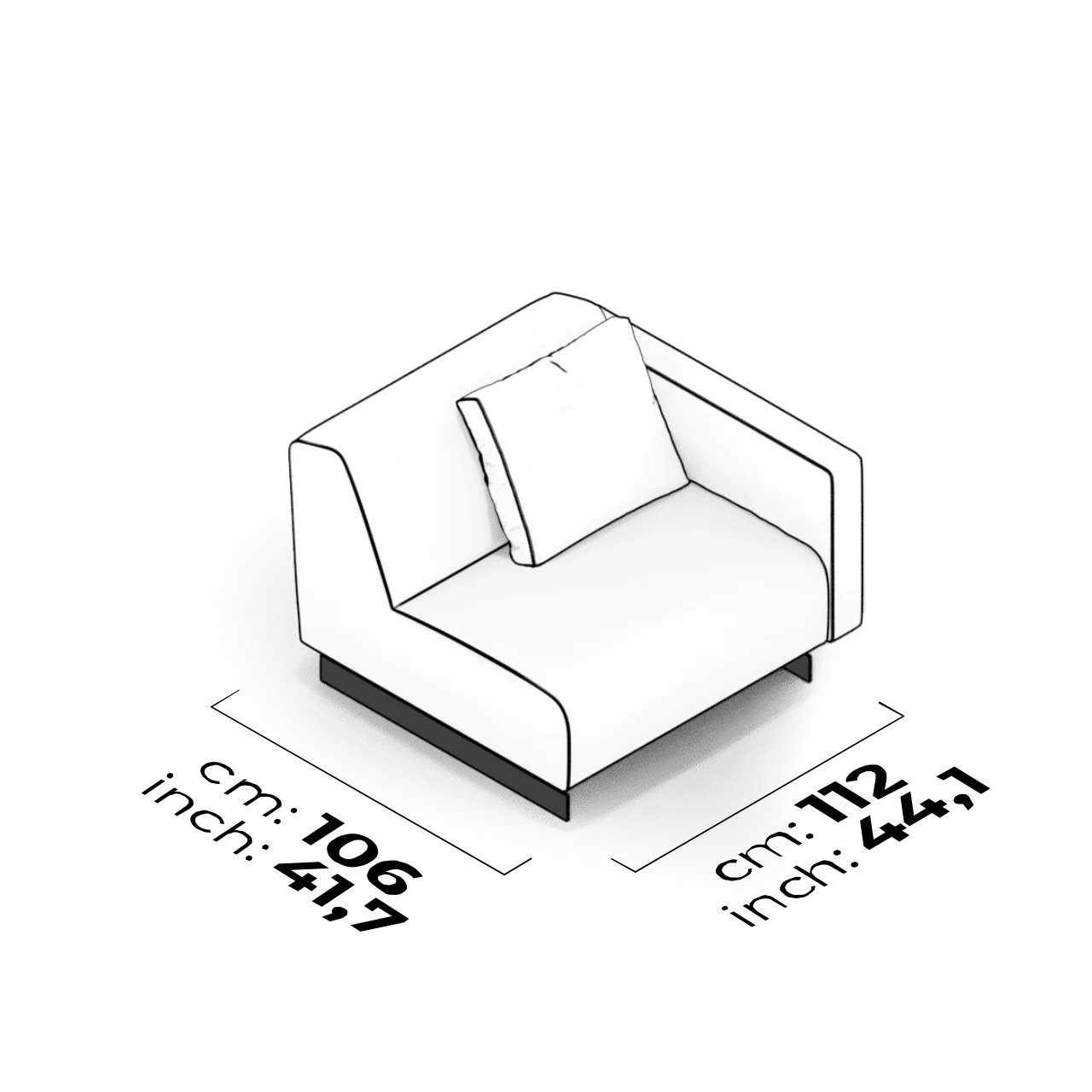 Module avec accoudoir 95 cm (Droit)