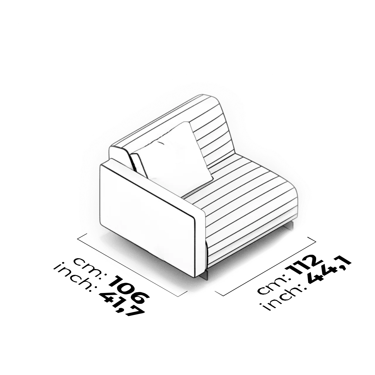 Module avec accoudoir 95 cm (Gauche capitonné)