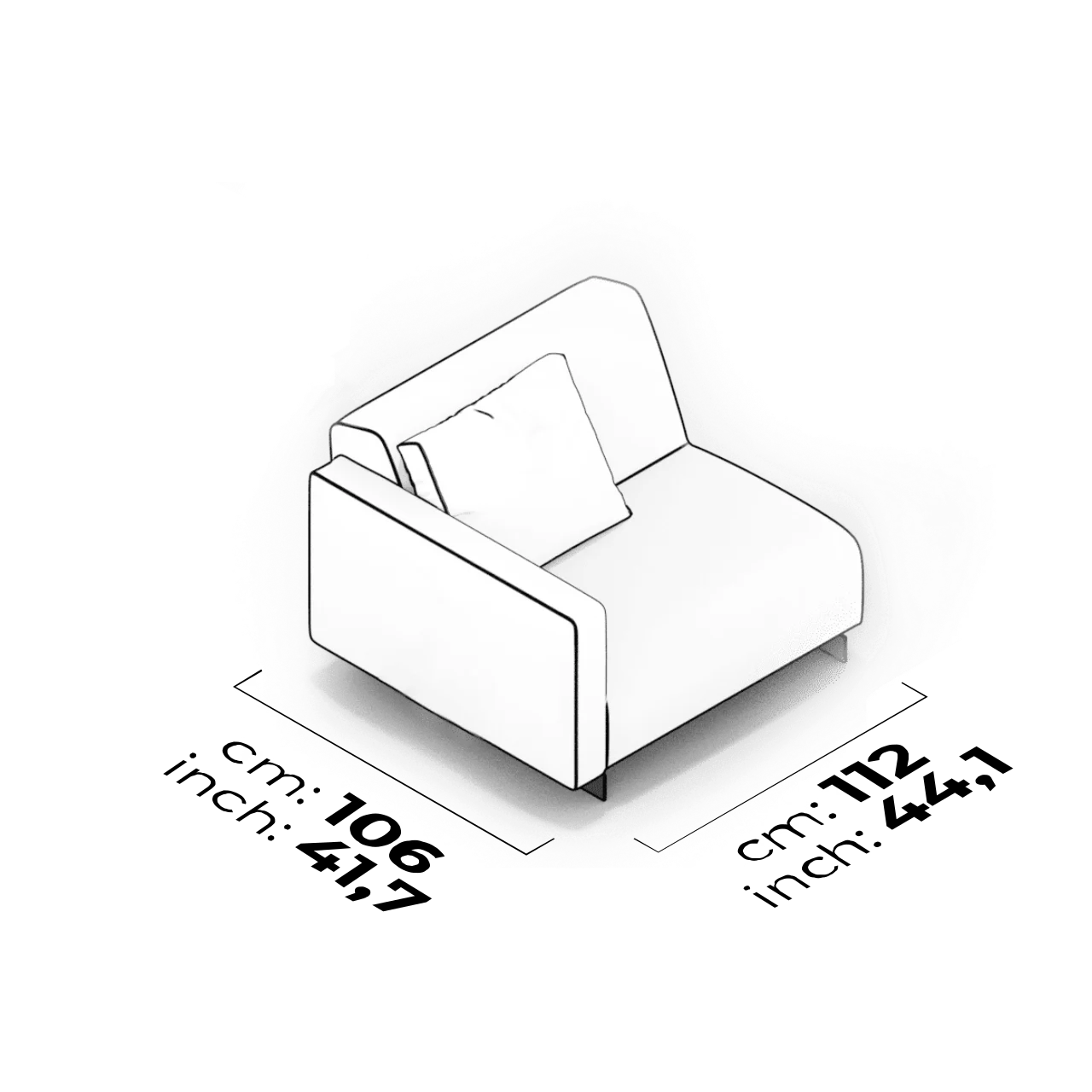 Module avec accoudoir 95 cm (Gauche)