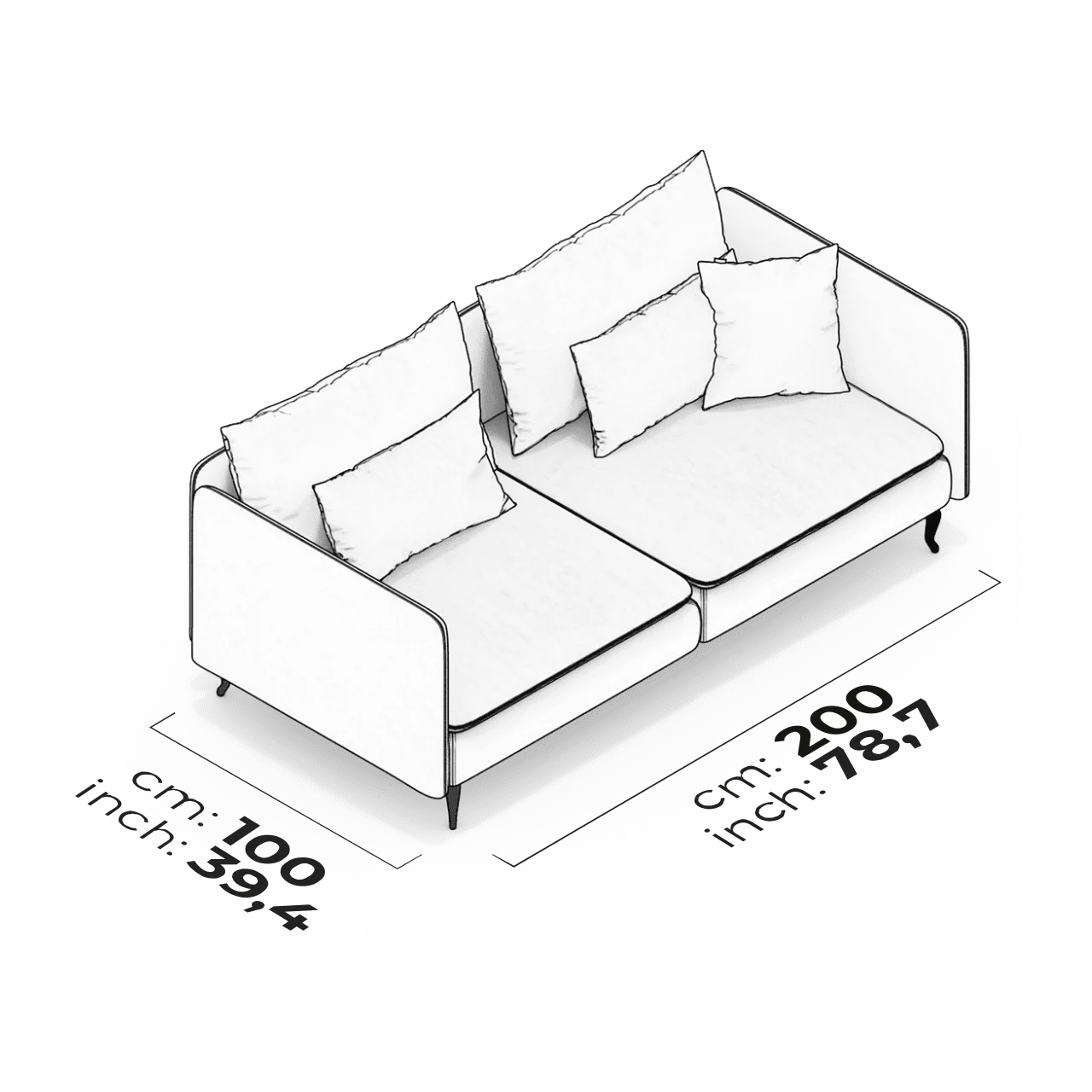 Module canapé 3 places avec accoudoir