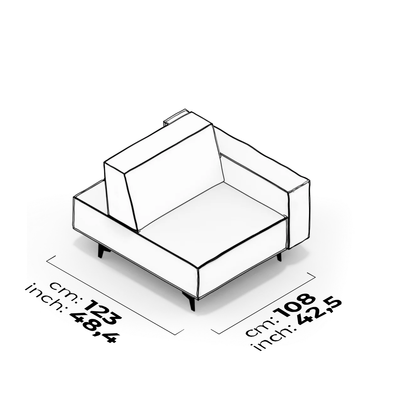 Module de bras pour salon (Droit)