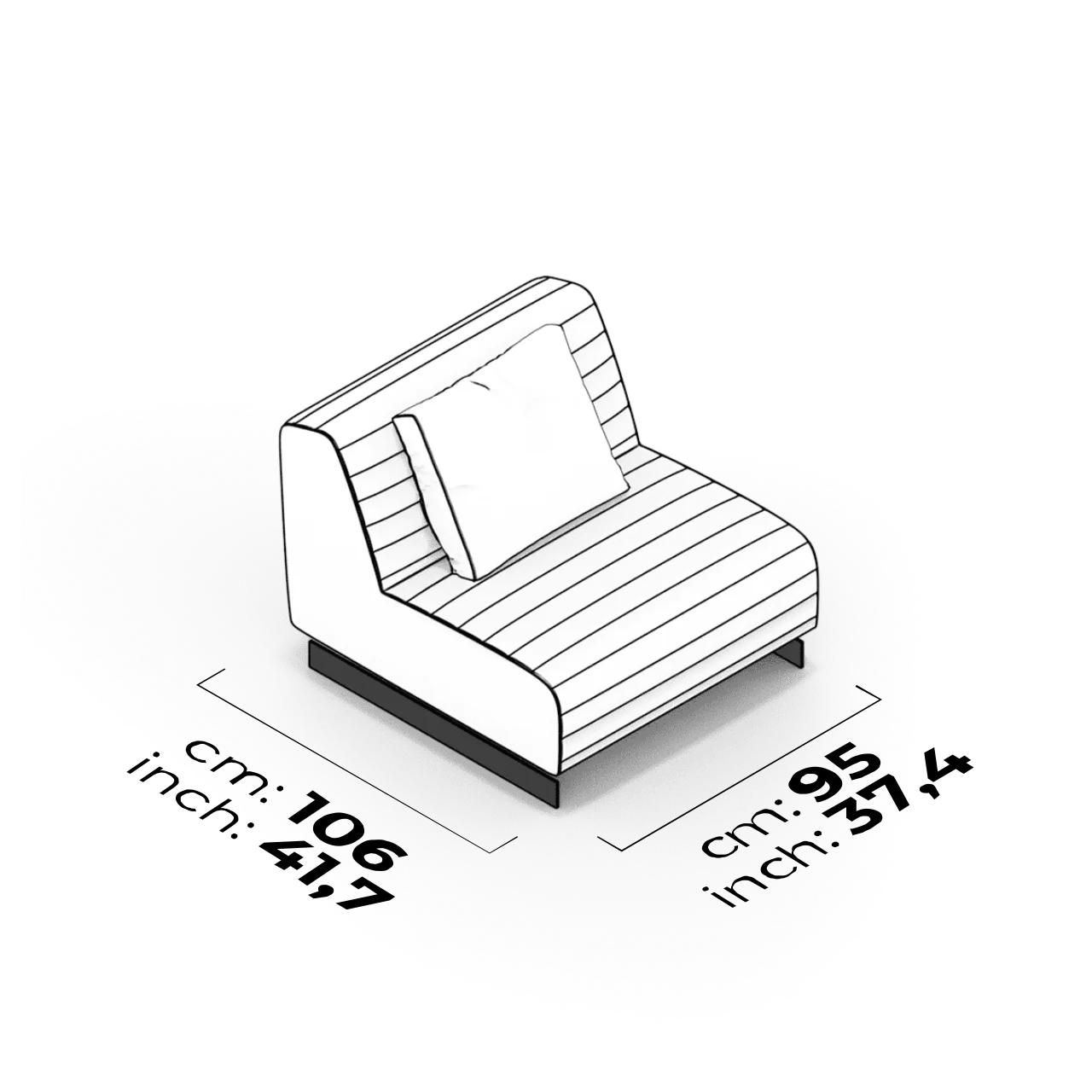 Module intermédiaire 95 cm (Capitonné)