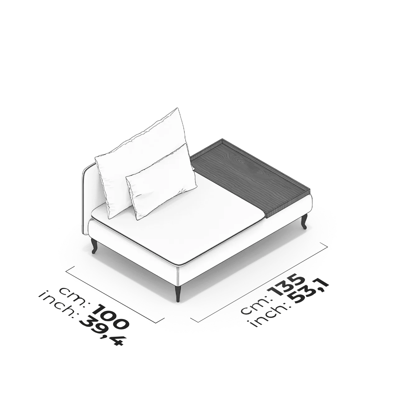 Module intermédiaire simple avec table basse (Droite)