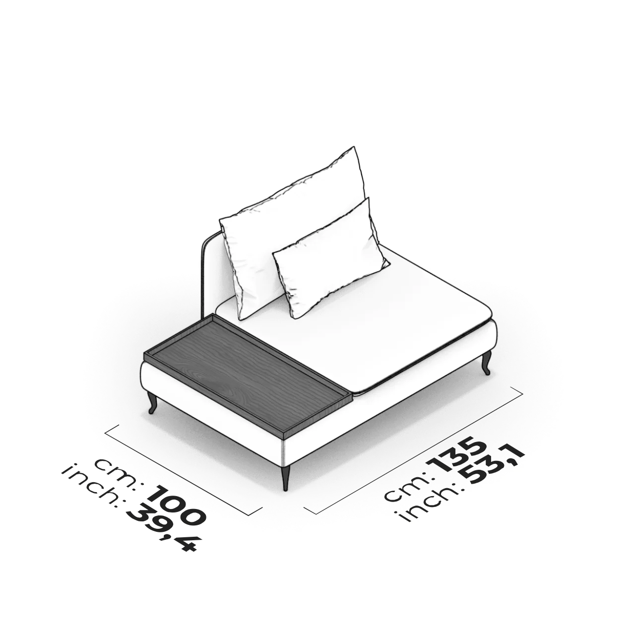Module intermédiaire simple avec table basse (Gauche)