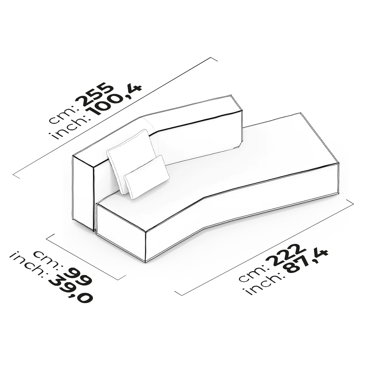 Module latéral incliné (Droit)