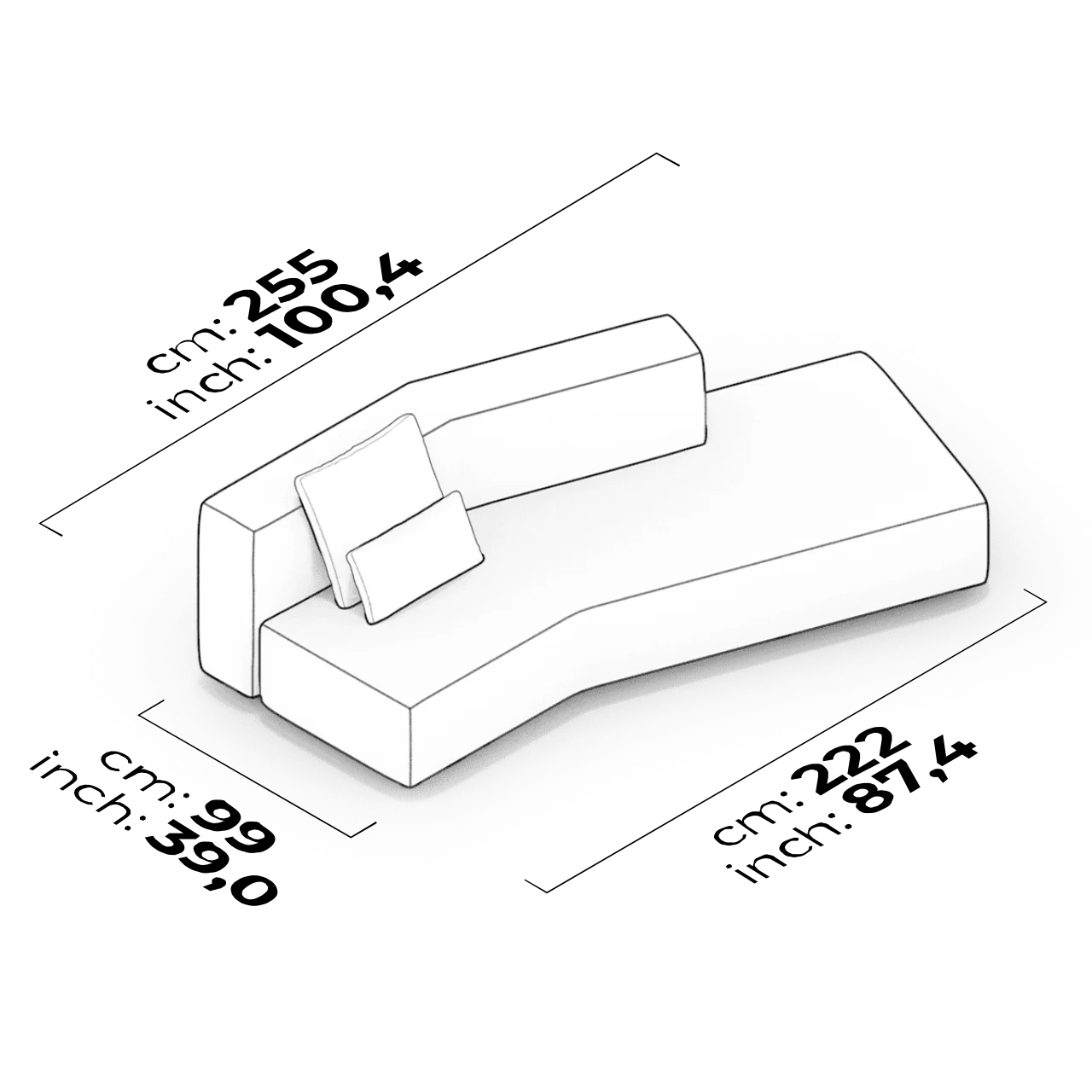 Module latéral incliné (Droit)