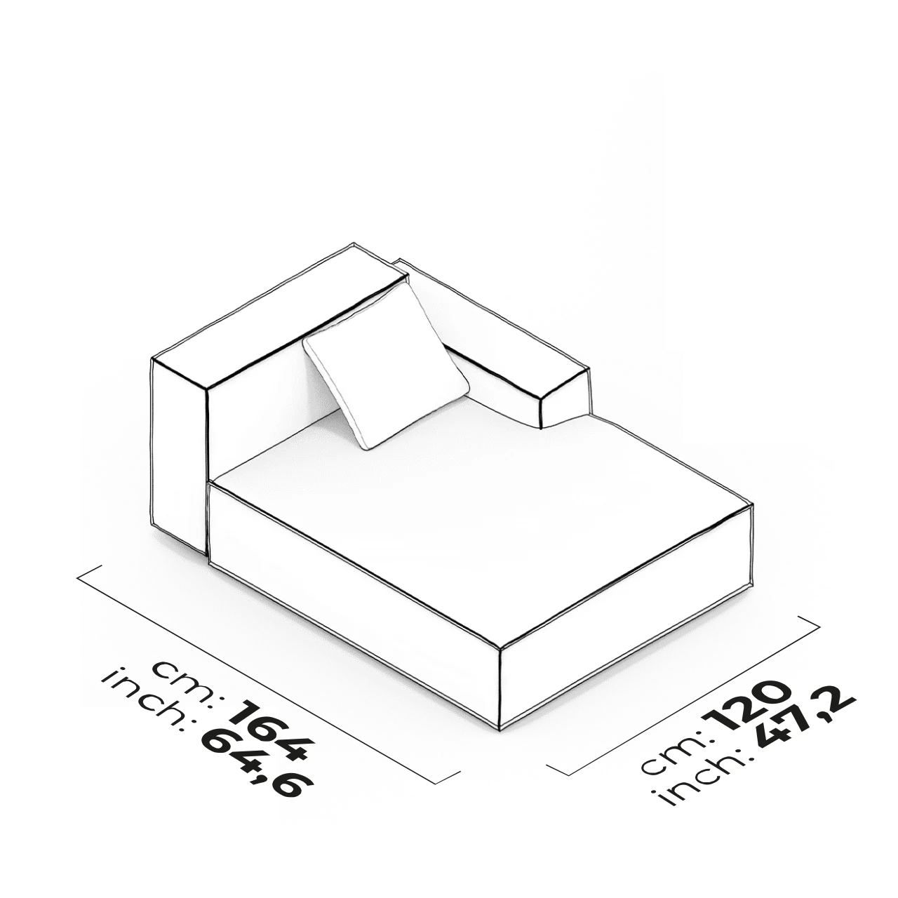 Module relax à accoudoirs bas (Droit)