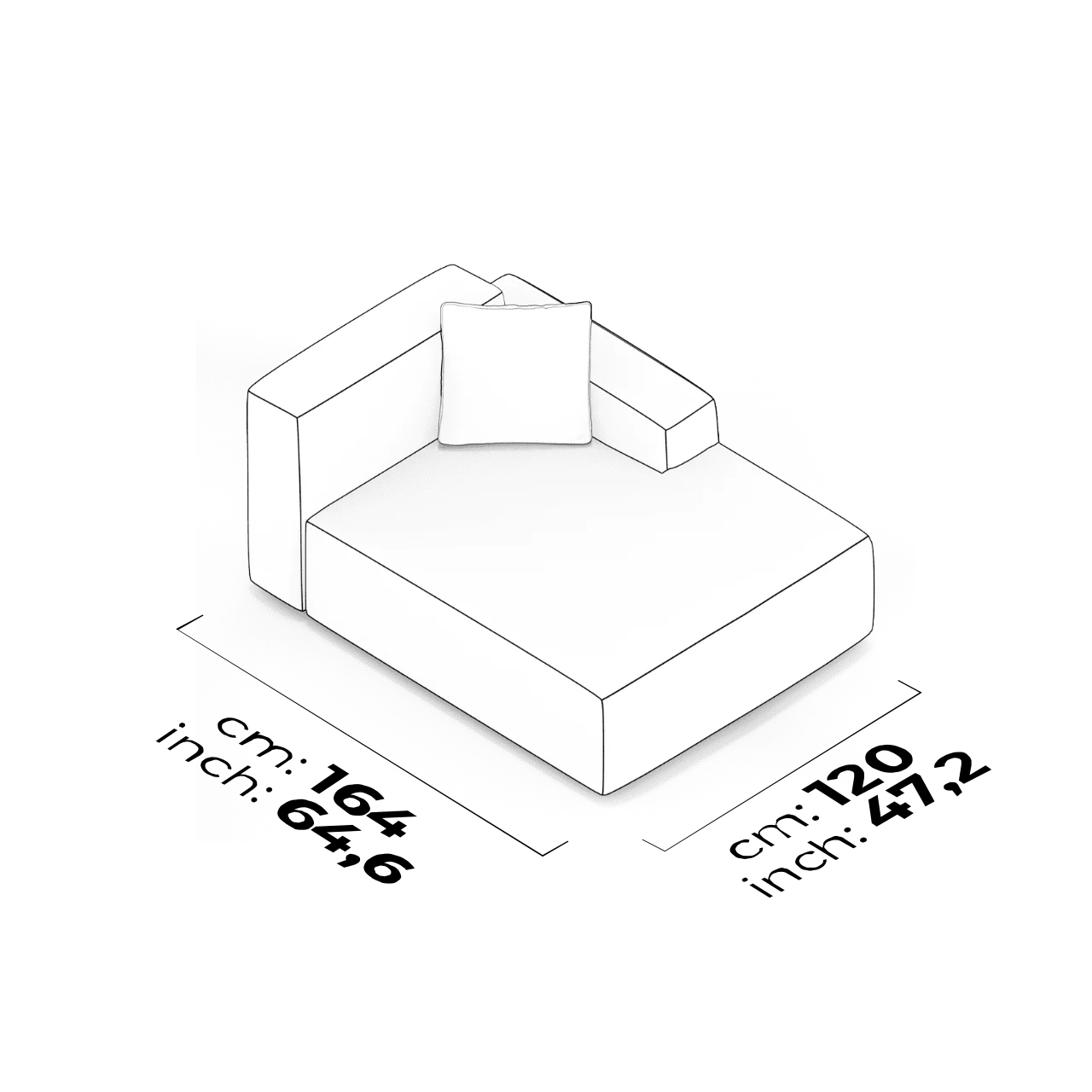 Module relax à accoudoirs bas (Droit)