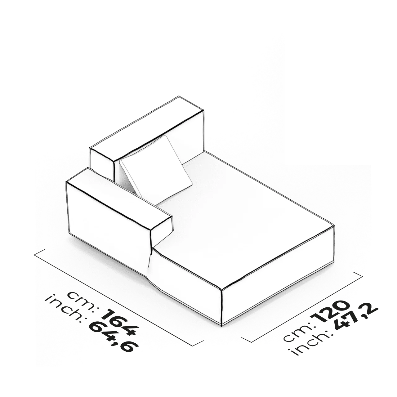 Module relax à accoudoirs bas (Gauche)
