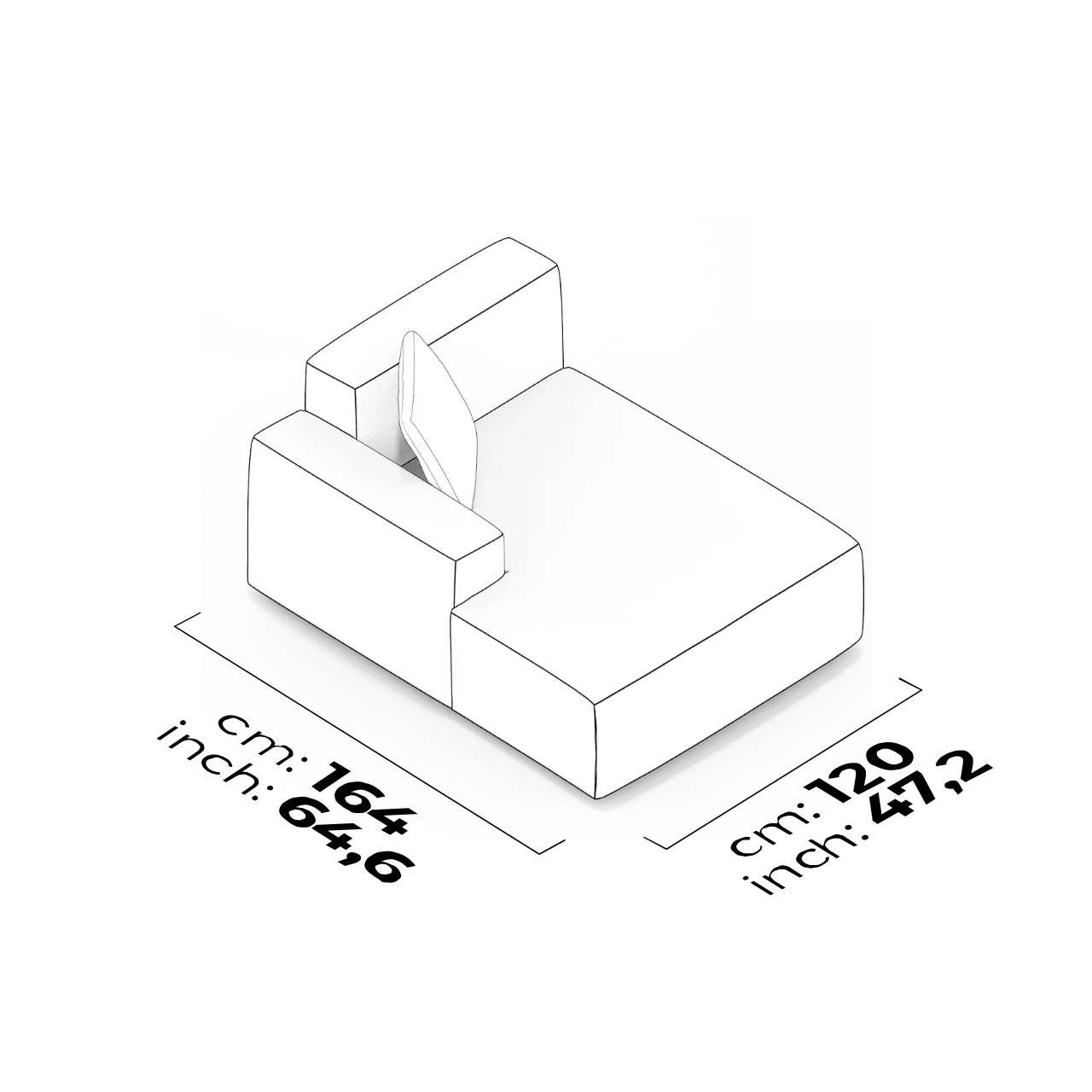 Module relax à accoudoirs bas (Gauche)