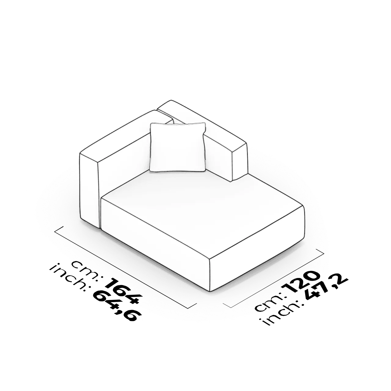 Module relax à accoudoirs haut (Droit)
