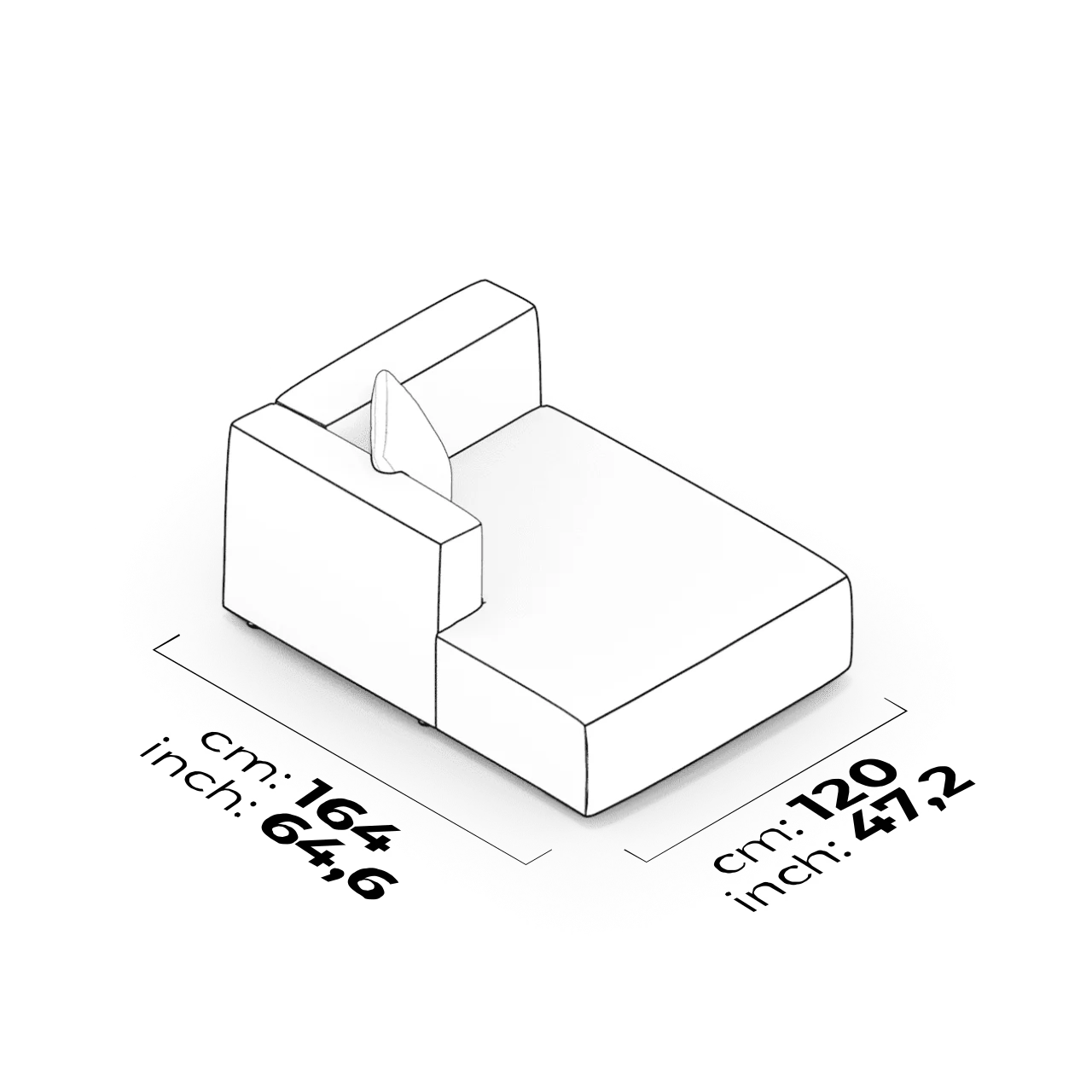 Module relax à accoudoirs haut (Gauche)